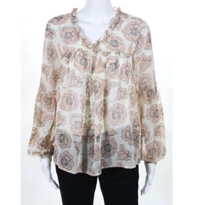 Lucky Brand Sheer Floral Blouse